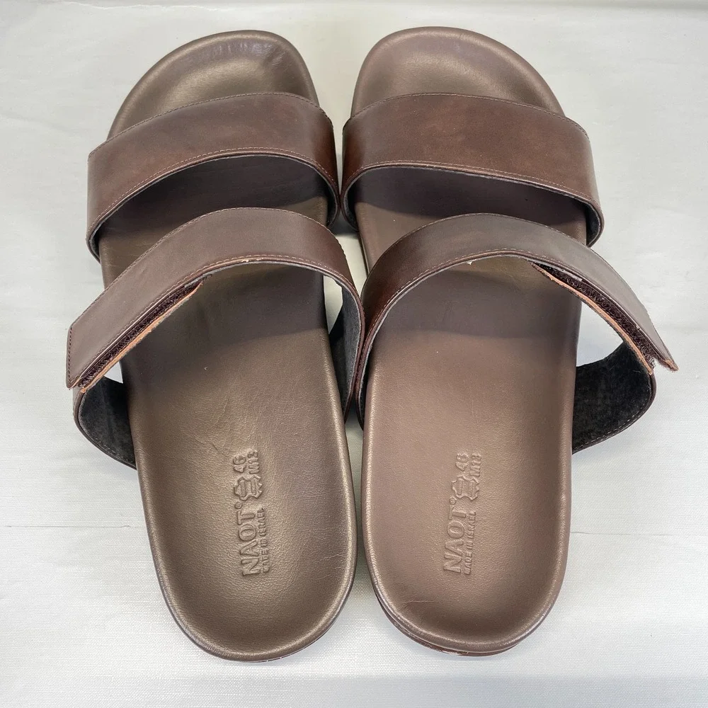 Naot Maldive Sandals Mens Size 13 Brown Leather Slides Strappy Comfort Shoes